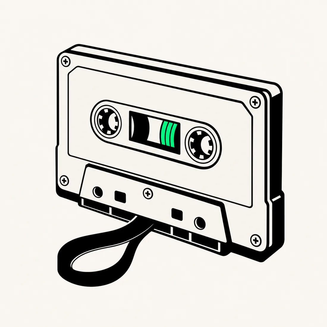 Illustration of an audio cassette tape