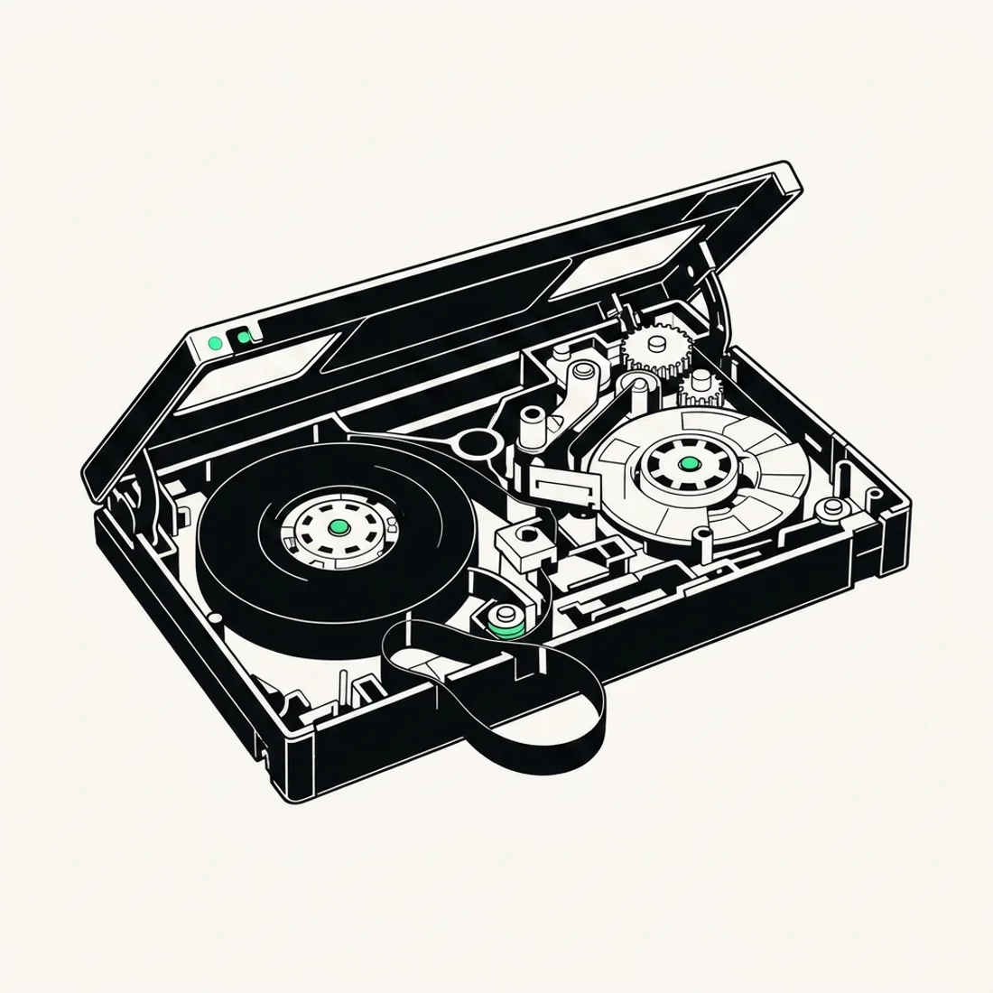 Illustration of a small Hi8 camcorder cassette being digitized